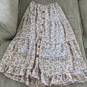 Long Floral skirt with buttons, S